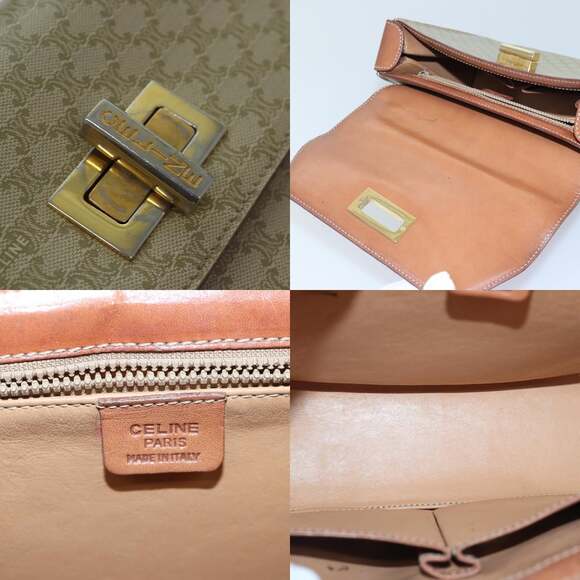 CELINE Macadam Canvas Hand Bag Pvc Leather Beige - Picture 11 of 12